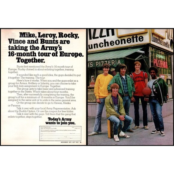 1971 US Army Recruiter Recruiting 2 Page Vintage Print Ad European Tour Wall Art - Picture 1 of 3
